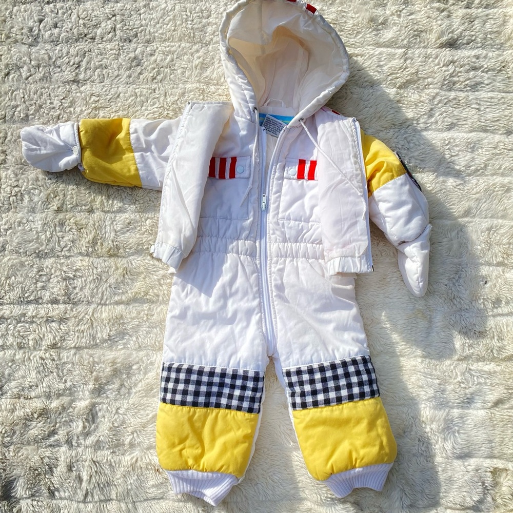 Baby Winter Snowsuit Arctic Racer - White and Yellow